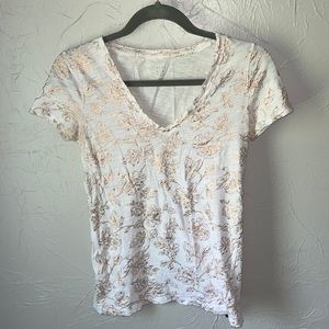 🧡 3/$25 Rose Gold Floral Foil Tee